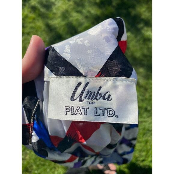 Vintage Umba for Piat 80s Office Wear Tie Neck Ribbed Cuff and Waist Blouse - Picture 3 of 8